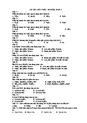 130 Câu hỏi trắc nghiệm Hoá 9 học kì 1
